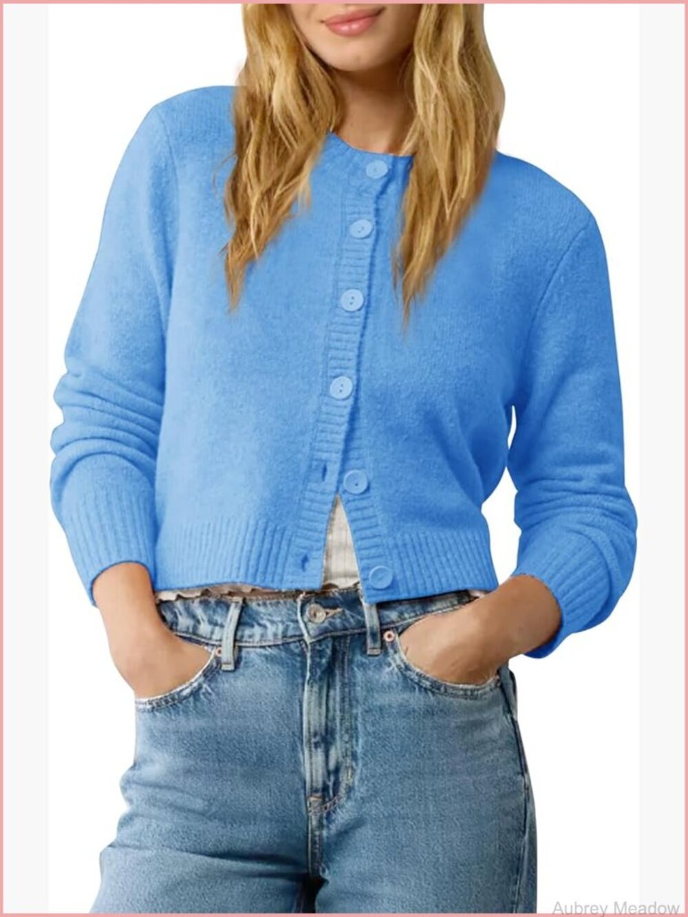 Cropped Cardigan Sweater Long Sleeve Button Front Layering Open Front Shrug